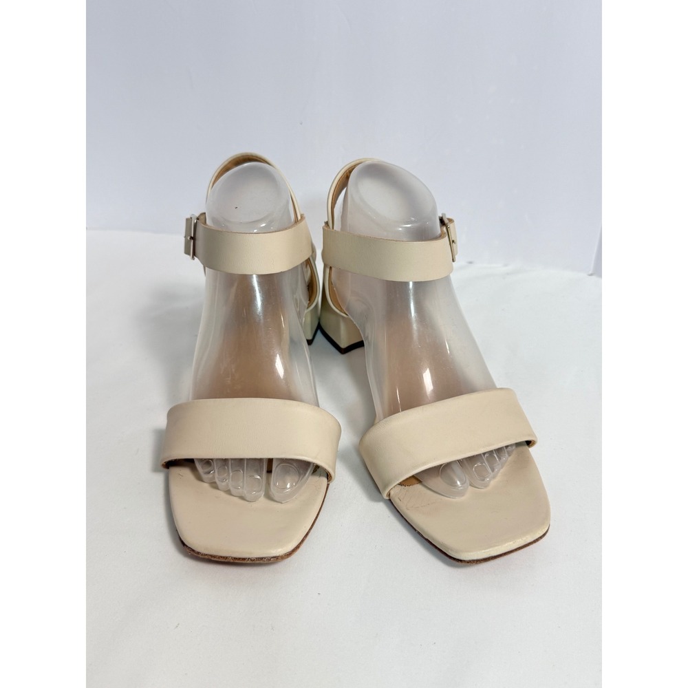 Nisolo Go-To Heeled Sandal Bone Leather Block Heel Square Toe Women Size 11